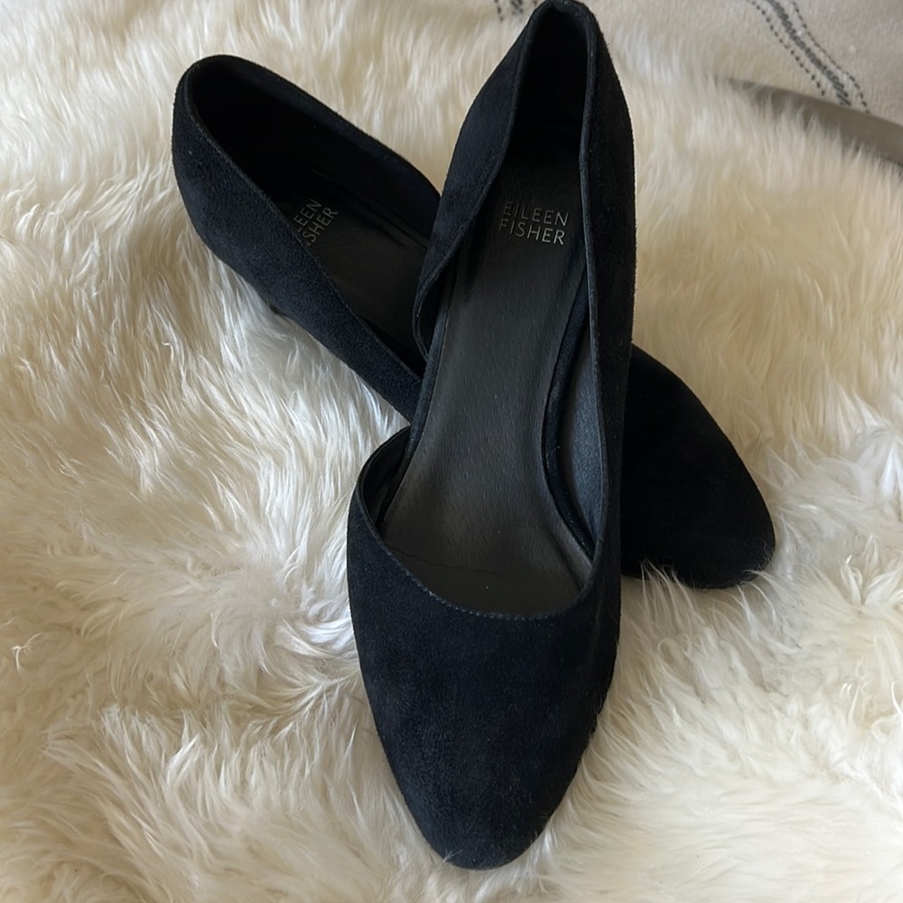Eileen Fisher D’Orsay Pump in gorgeous Black Suede